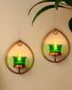 Applique da Parete per Candele, Portacandele da Appendere in Ferro Battuto, Dorato, Goccia - Verde