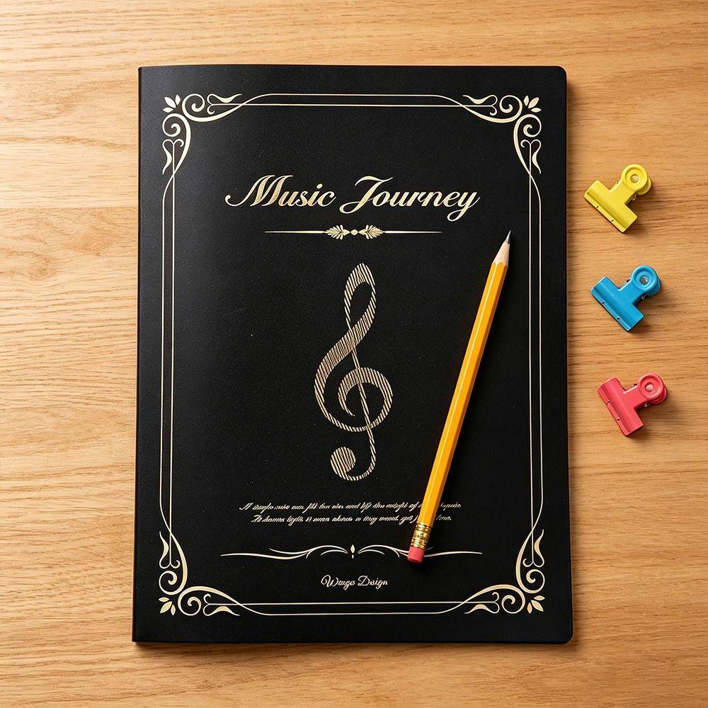 1 Stück A4 Notenmappe Notenschlüssel-Design Blendschutz Dokumentenordner Klarsichtfächer Klavier Gitarre Notenorganisator Schüler