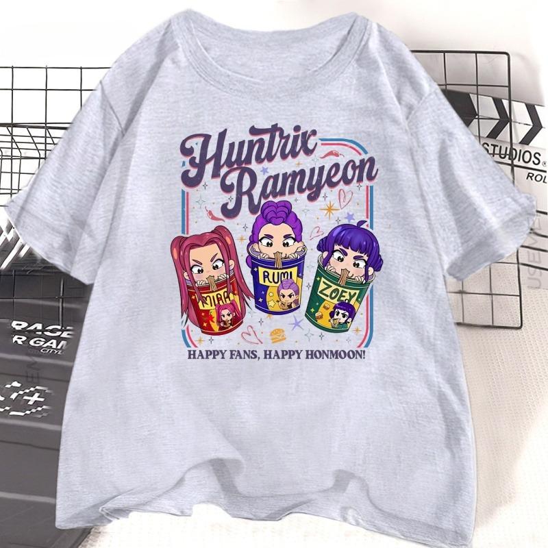 KPDH Ramyeon T Shirt for Women Demon Hunter Noodle T-Shirt Cool Cotton Short Sleeve Ladies Girls Tshirt Women's Clothing Street