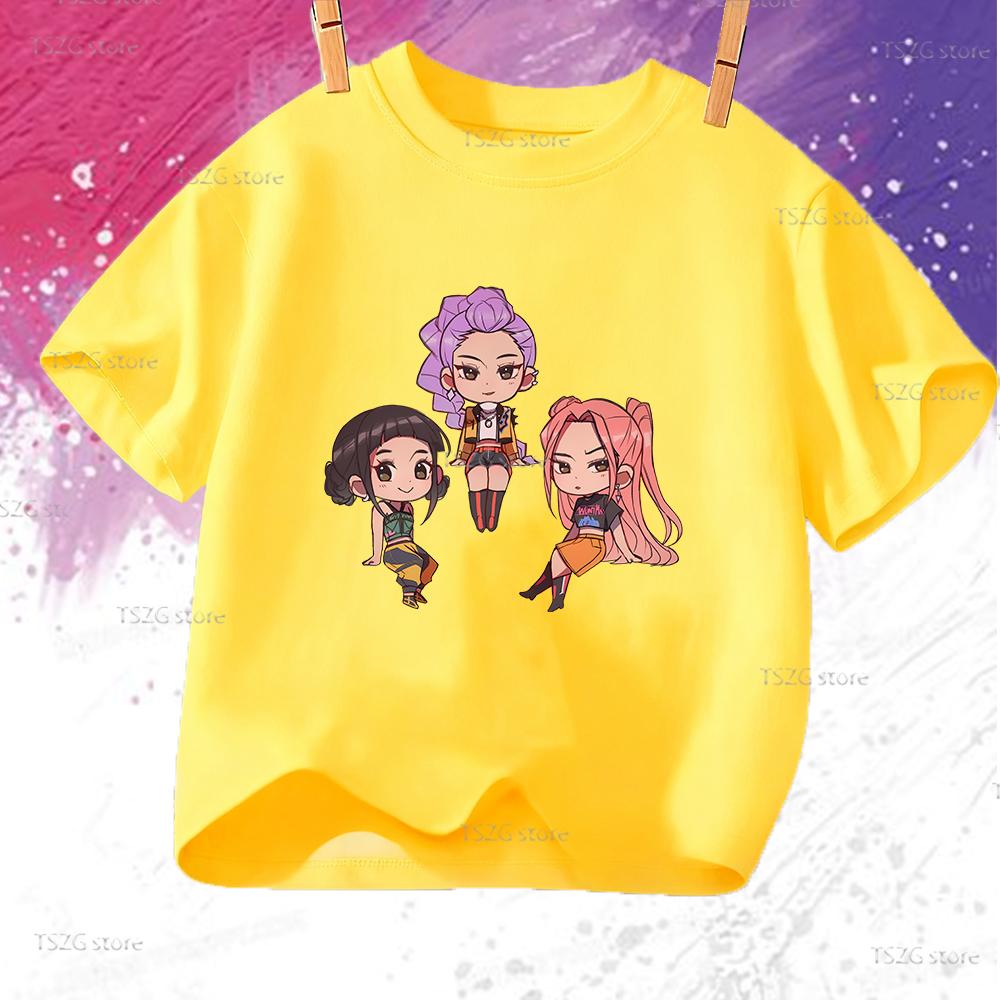 Boys Tee Girl Clothes Movie Cartoon Kid T-shirt KPop Demon Hunters Print Fashion Casual Summer Short Sleeve Tops