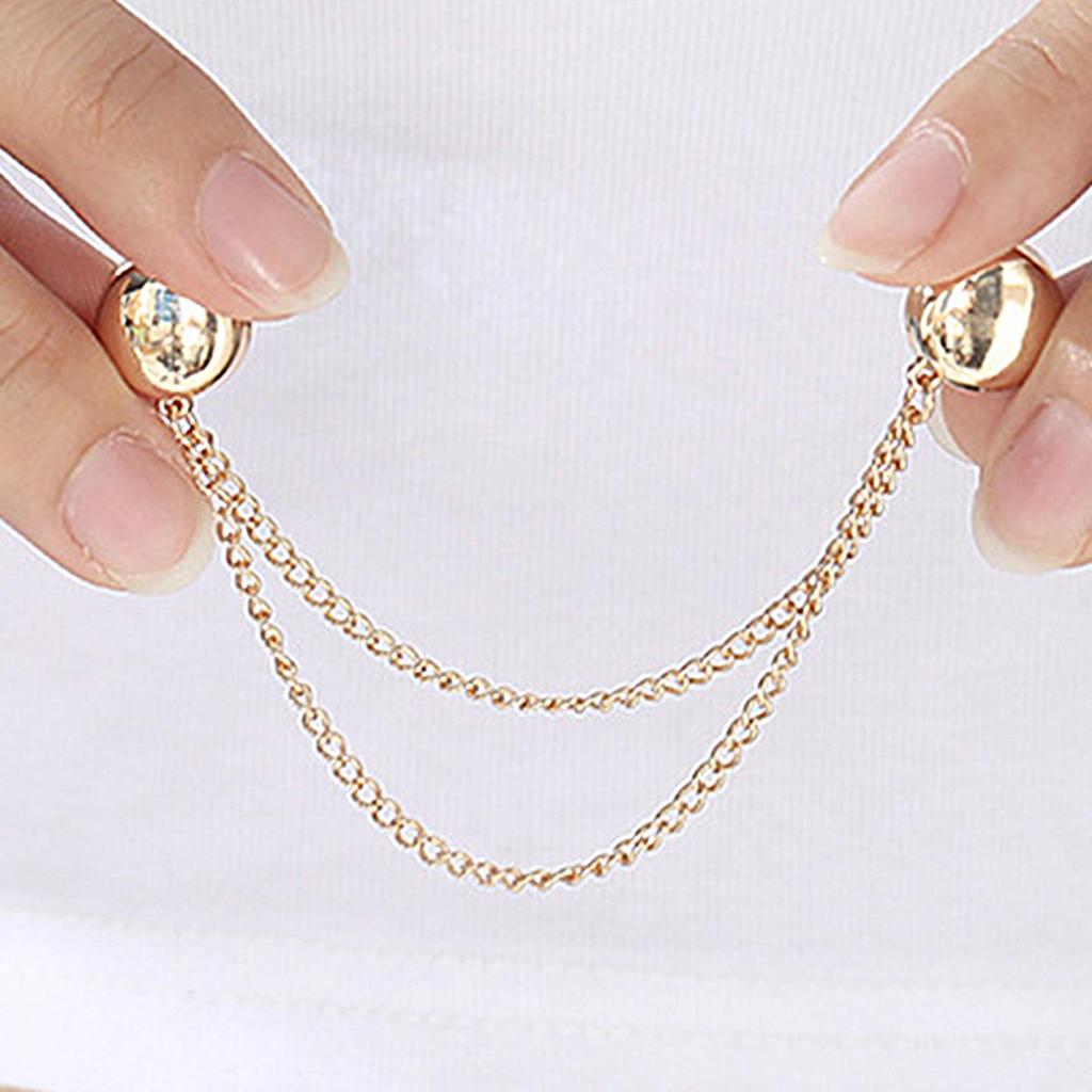 4Pcs Multi-Function Magnetic Clothing Clip With Chain Metal Buttons Clip Clothes Scarf Trouser Legs Cuff Fixing Magnet Pin