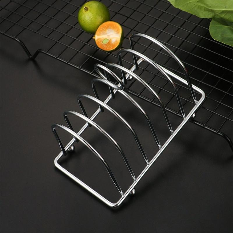 Stainless Steel Toast Bread Rack 6 Slices Bread Loaf Slices Stand with Handle