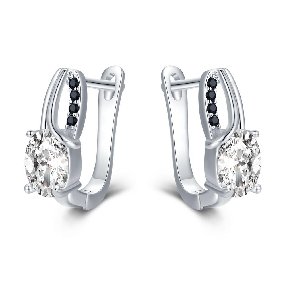 Серьги-кольца BLACK AWN с белым цирконом и черным камнем