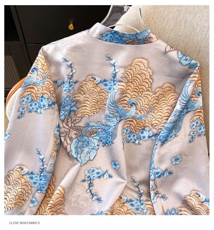 Silk Jacquard Satin Plus Size Oriental Vintage Jacket