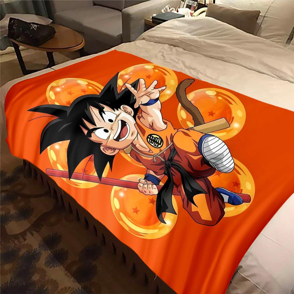 1pz Coperta in Flanella con Stampa Son Goku, Alta Qualità per Tutte le Stagioni, Decorazione per la Casa, Calore e Comfort, Perfetta per Regali di Natale