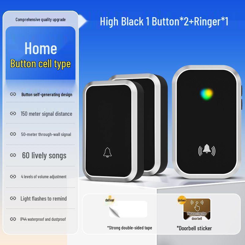 Ultra-Long Range Self-Powered Wireless Doorbell with Dual Receivers & High Volume Pager
