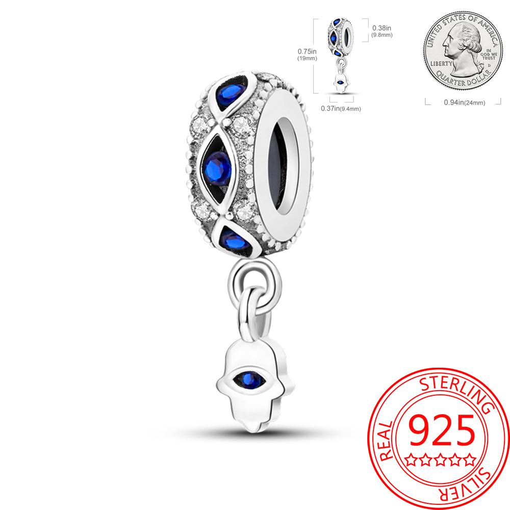 Mysterious Copper Love Evil Eyes Celtic Knot Palm Pendant Beads Safety Clip Fit Brand Bracelet Premium Gift Diy