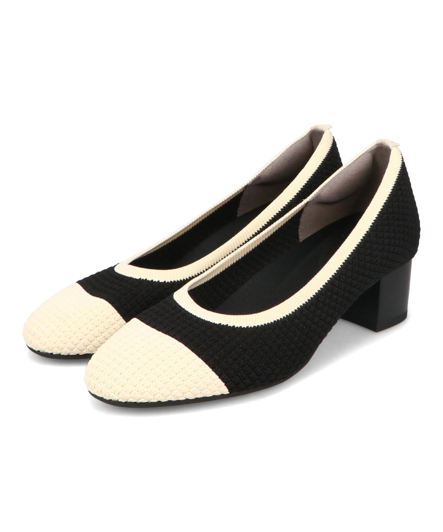 

Jumpable round large and small easy to walk comfortable BLACK cm E [Oriental Traffic] pumps, knit, toe, 4.5cm heel, sizes, in, fatigue-free, fit, чорний