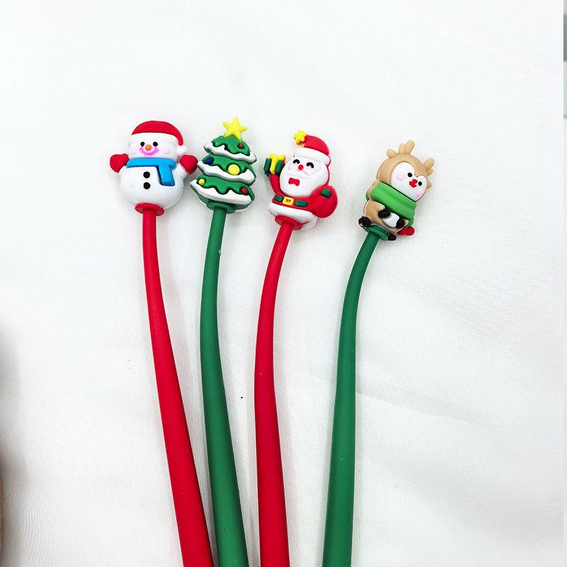 Creative Santa Claus Wobble Pen: Soft Rubber Neutral Pen for Students, Christmas Gift or Prize.