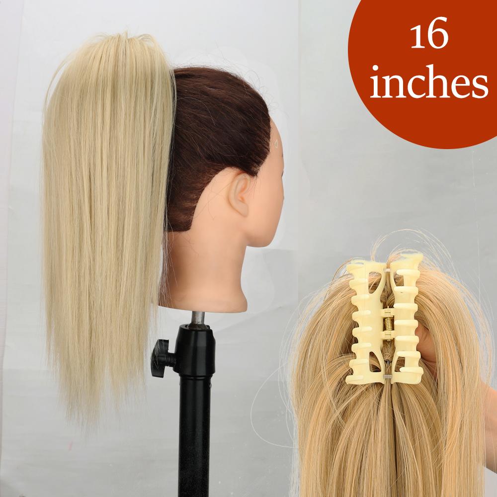 34 cale Syntetyczny Kucyk Przedłużenie Włosów Doczepiane na Klips Fałszywa Peruka Dopinka Blond Owijany Warkocz Długi Gładki Kucyk nad Głową