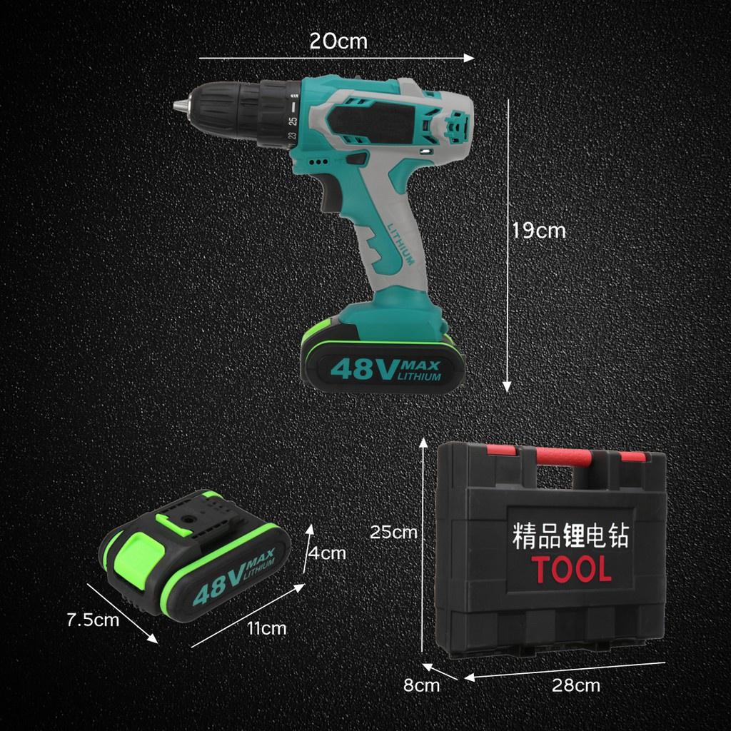 48V Dual Speed Brushless Cordless Electric Impact Drill Hammer Screwdriver LED Lighting