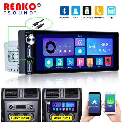 1 Din Car MP5/MP3 Player with 6.86 Inch Touch Screen Carplay Bluetooth FM Radio Rear View Camera