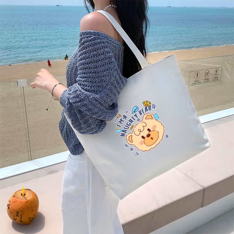 Canvas Bag Women'S Shoulder Handbag Student Tote Bag Large Capacity Hand Carry Canvas Bag