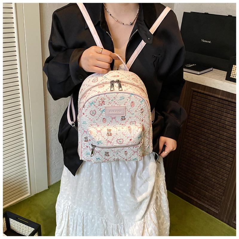 Cute Cartoon Bear Backpack Bag Women's New Fashion Print Casual Backpack Student Schoolbag