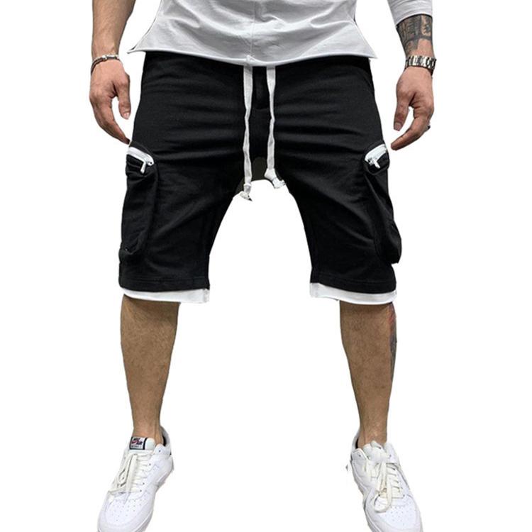 Men's Shorts New Summer Cotton Double-Pocket Zippered Cargo Pants Hip-Hop Style Casual Pants Sports Fitness Five Point Pant