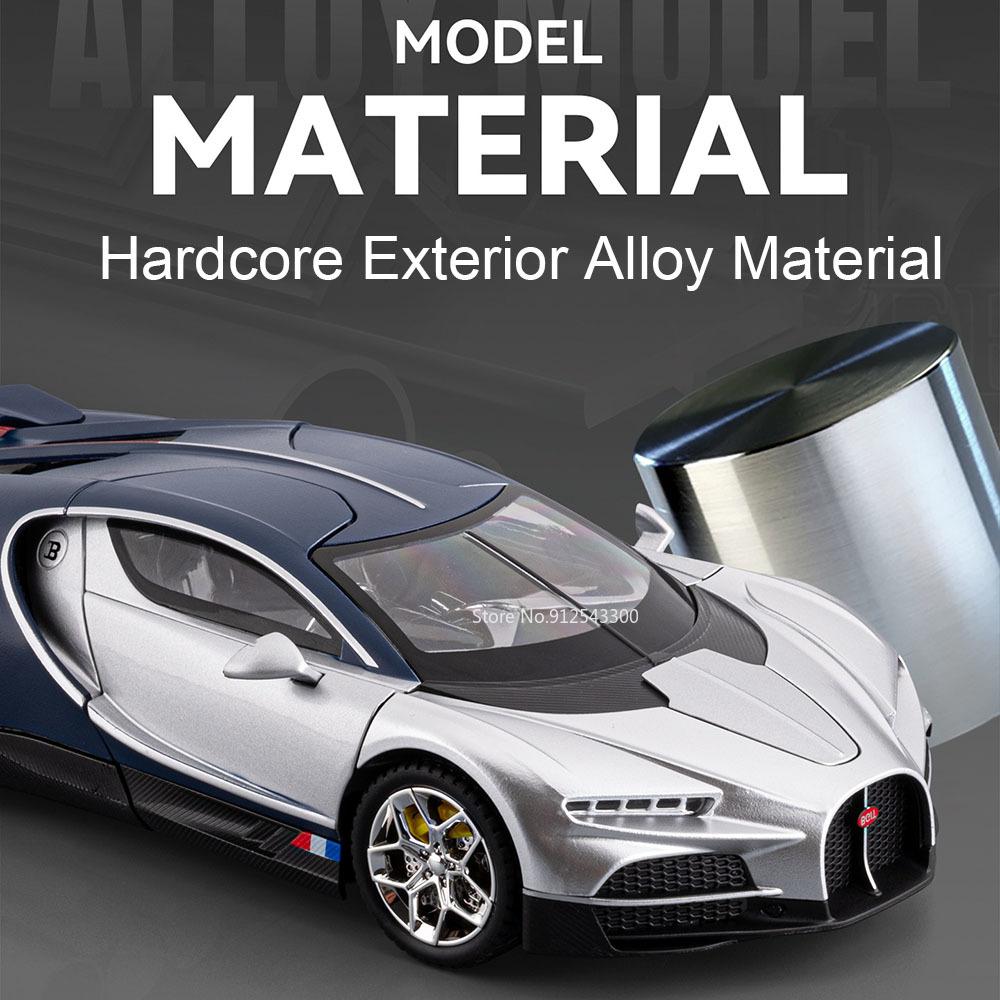 1:24 Tourbillon Bolide Sports Car Model Toy Music Light Pull Back Supercar Simulation Vehicles Toys Models Office Table Ornament