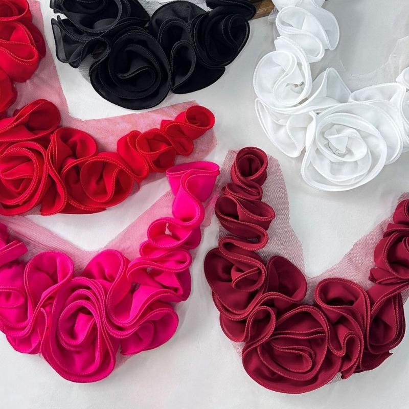 Polyester-Faltenblumen-Aufnäher Einfach aufzunähen Für Kleidungsreparaturen Und Kreative Projekte Auf Verschiedenen Stoffen