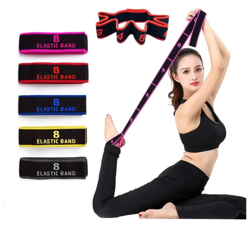Yoga Pull Strap Belt Girl Elastic Latin Dance Stretching Band Loop Yoga Pilates GYM Fitness Exercise Resistance Band With Number 3