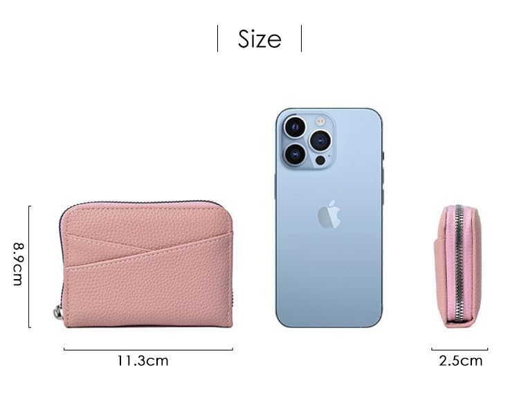 Mini Card Case, Premium PU Leather, Large Capacity, Holds 9 Cards, Coin Purse, Slim Fit, Women's