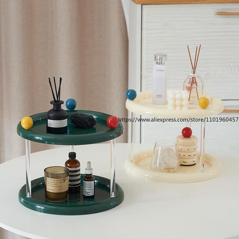 Dopamine Colored Round Small Item Storage Rack Multi-Layer For Office Desk Double Layer Cup Storage Rack