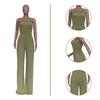 European & American Women's Solid Color Wide-Leg Suspender Jumpsuit