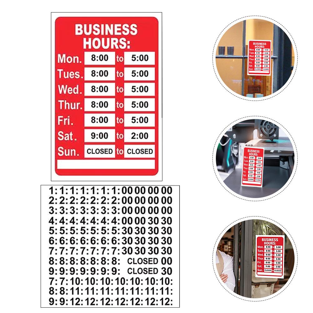 2 Pcs Business Hours Sticker Store Open Sign Time Schedule Vinyl Plaques Signs Office Hour Retail Cafe Barbershop Decoration