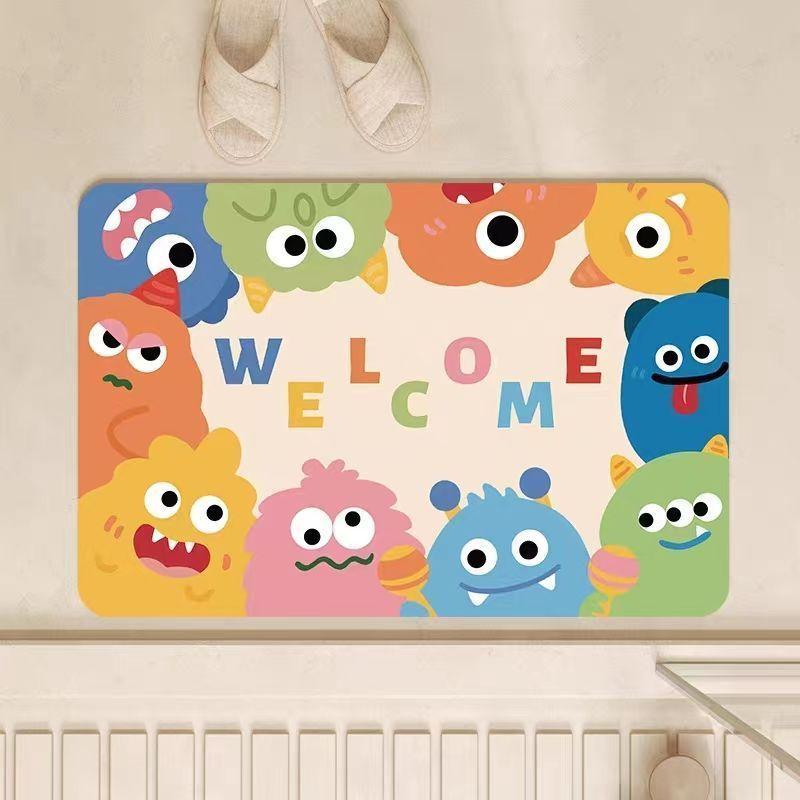 Cute cartoon bathroom absorbent floor mat diatom mud household toilet toilet toilet quick drying non-slip foot pad