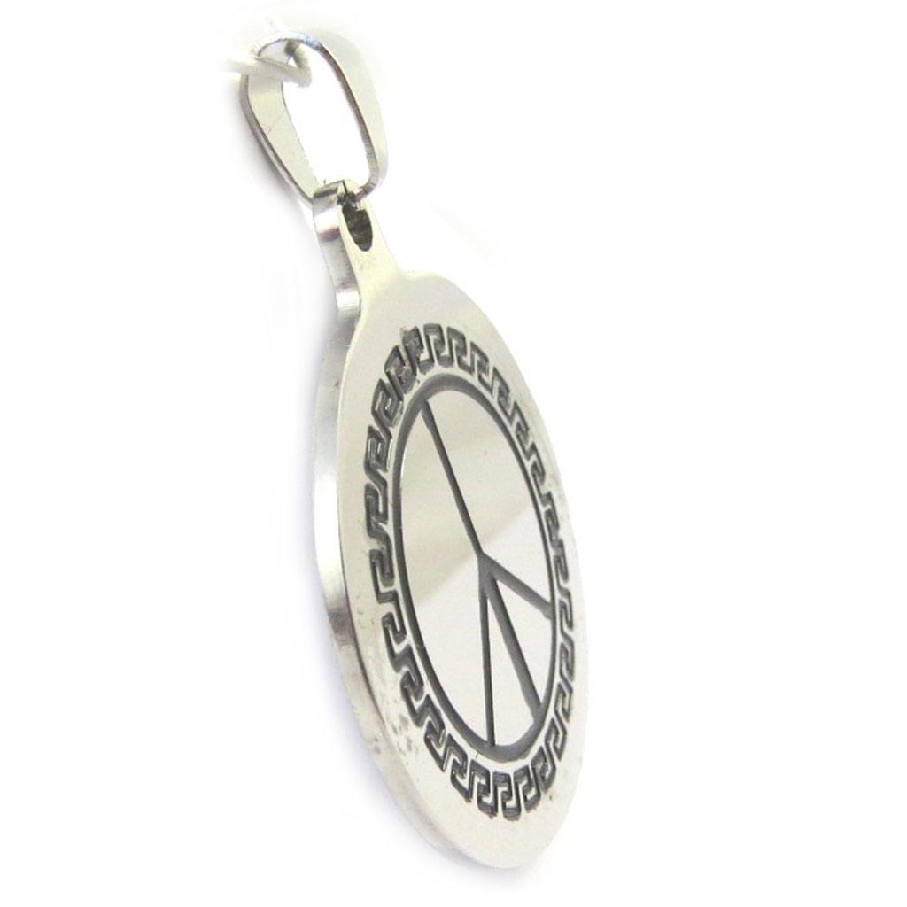 Les Trésors De Lily [M0746] - Pendentif acier 'Peace' argenté - 35 mm