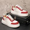 Fashion Red Men's Height-increasing Casual Board Shoes, Men's Simple and Versatile White Sneakers, Youth Trendy Shoes   B33