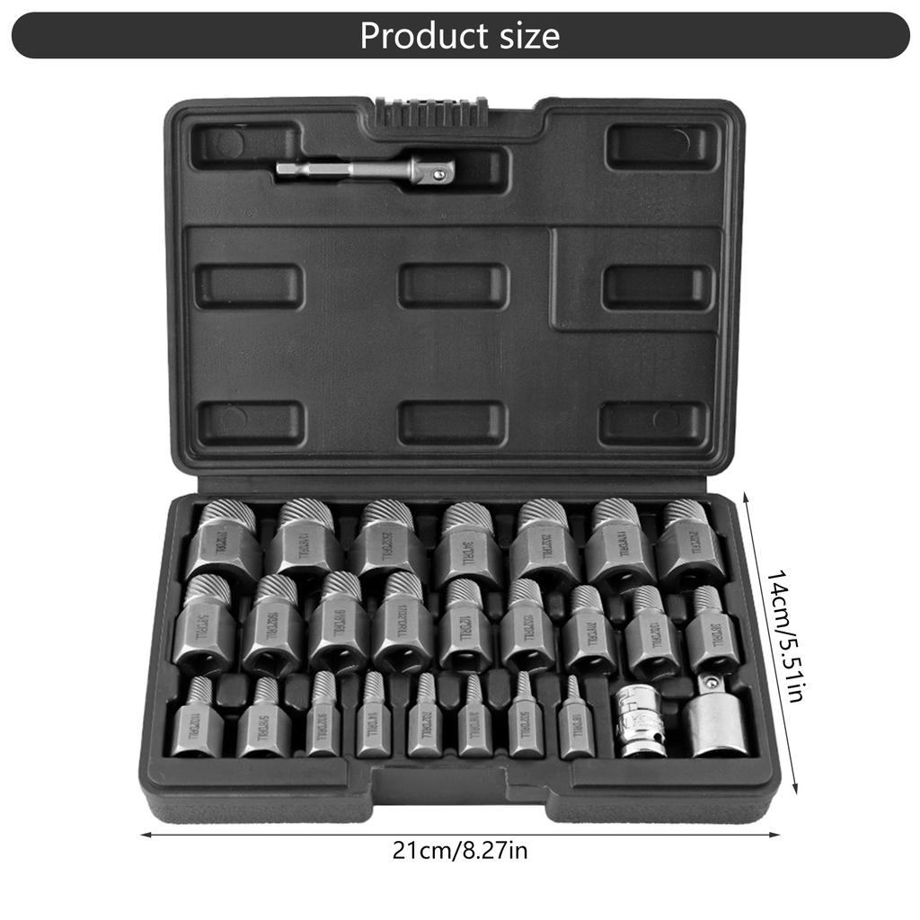 Heavy Duty Universal Screw Extractor Removal Set Suitable for Rusty Damaged Bolts Nut with Storage Box Home Workshop Use