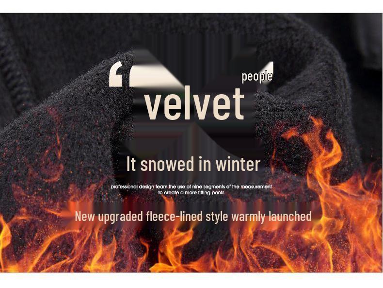 High-Waisted Winter Pants for Elderly Women - Loose, Thick, Velvet-Lined, Casual Long Style