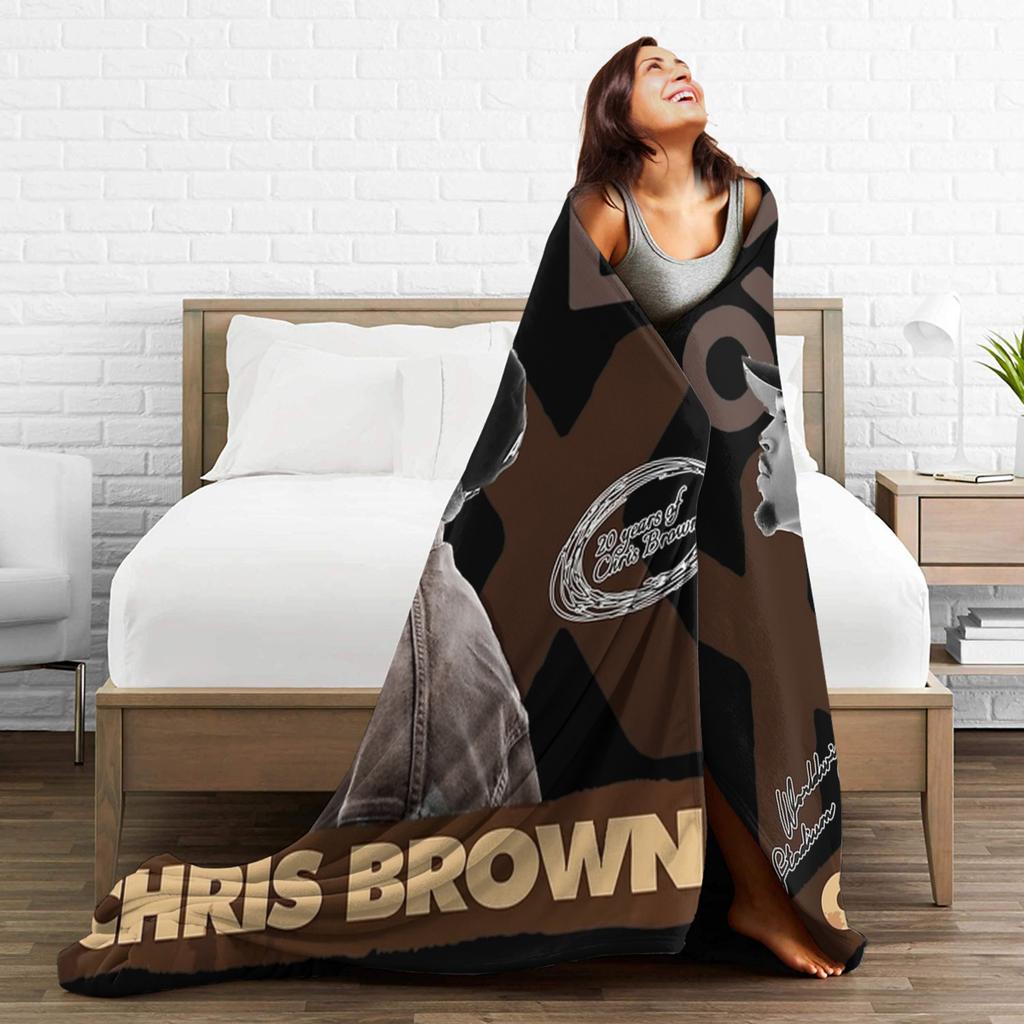 Warm Soft BlanketsKids Adult Travel Rapper Chris Browns Throw Blanket Flannel Bedspread Sofa Bed Comfortable Sofa Bed Cover