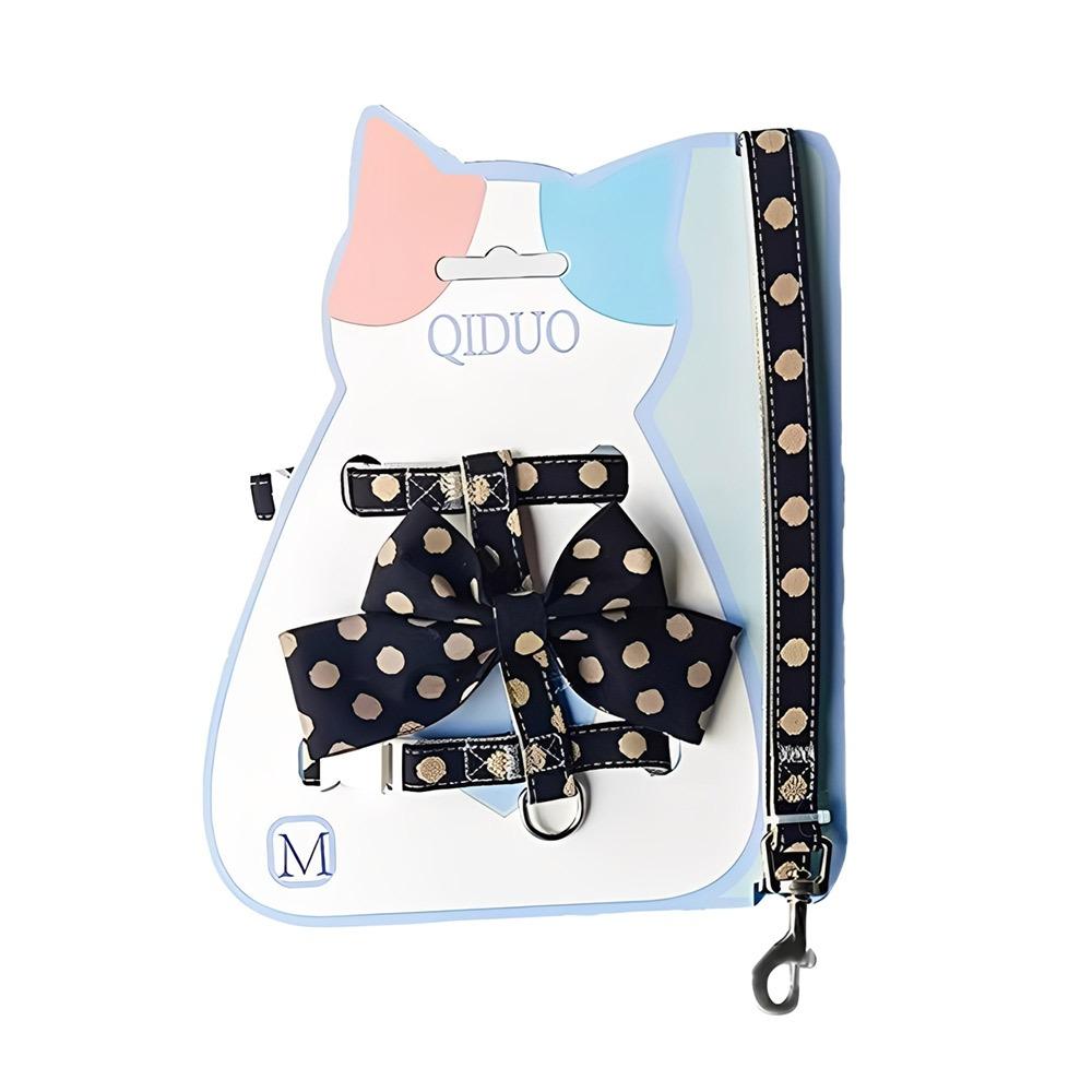 Polka Dot Pet Vest Harness Bowknot Puppy Collar Leash Cute Pet Traction Rope  Pet