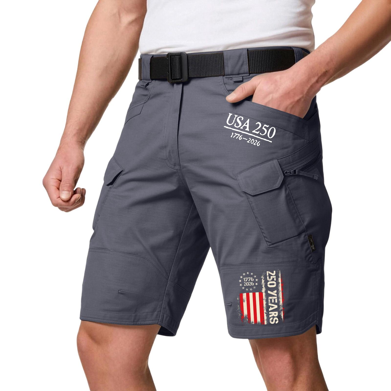 Men Lightweight Breathable Quick Dry Cargo Shorts Stretch Waist Windproof Durable Multi Pocket Work Shorts USA 250 Edition M