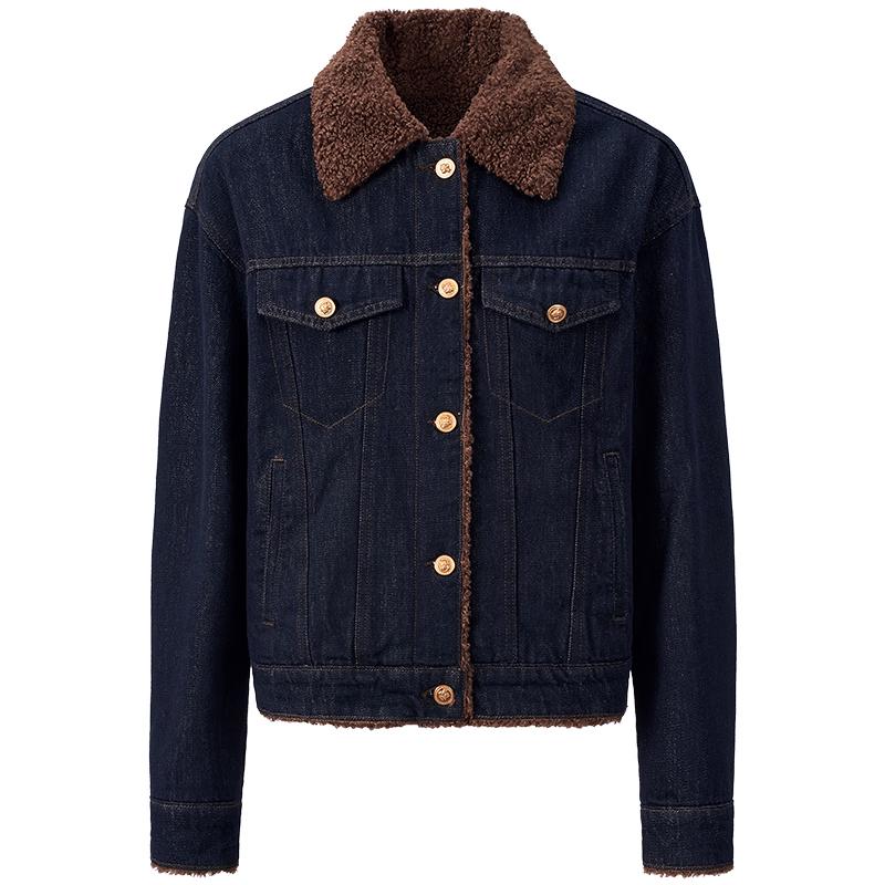 

Giovanni Valentino Women s Fleece-Lined Denim Jacket XL