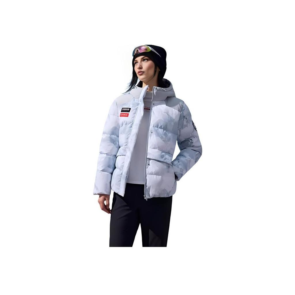 Anta Comfortable Casual Simple Hooded Down Jacket Women Outerwear Snow-White Printed 162447904-1