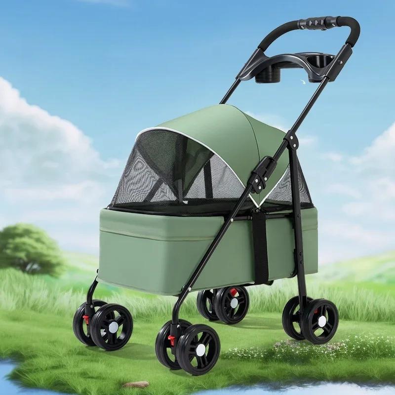 Lightweight Pet Transporter Cat Puppy Stroller Small and Medium Pet Stroller Outdoor Travel Breathable Cat Dog Stroller