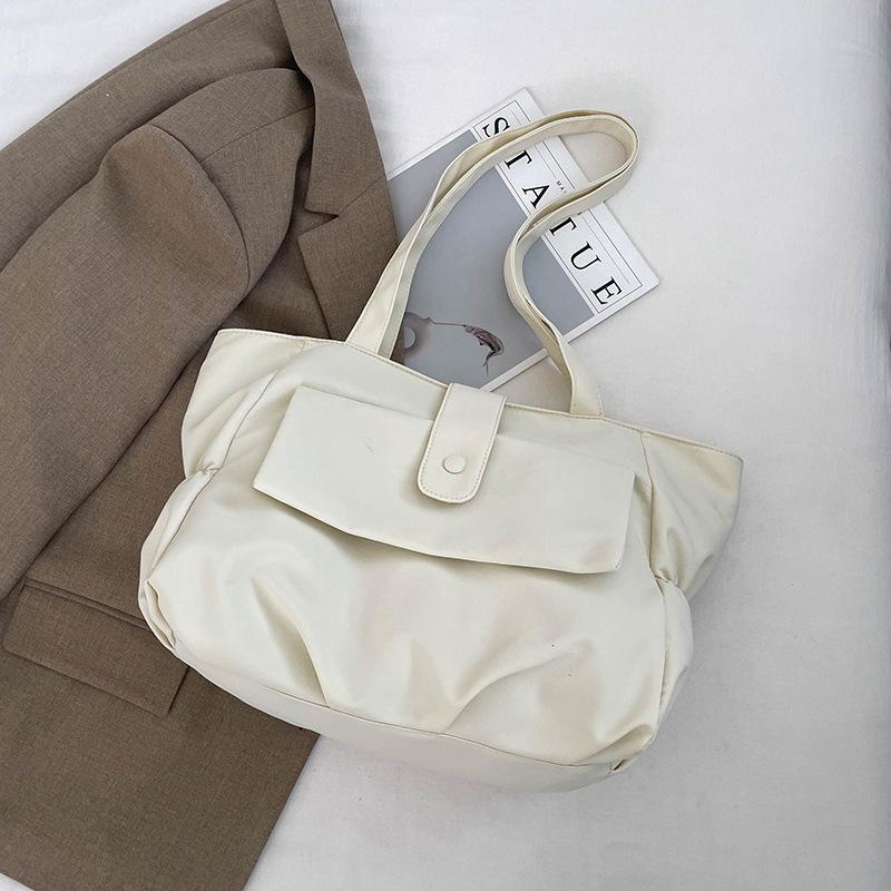 

New Fashi Solid Color Women Shoulder Bag Large Capacity Pleated Underarm Tote Bag Lightweight Versatile Commuting Handbag