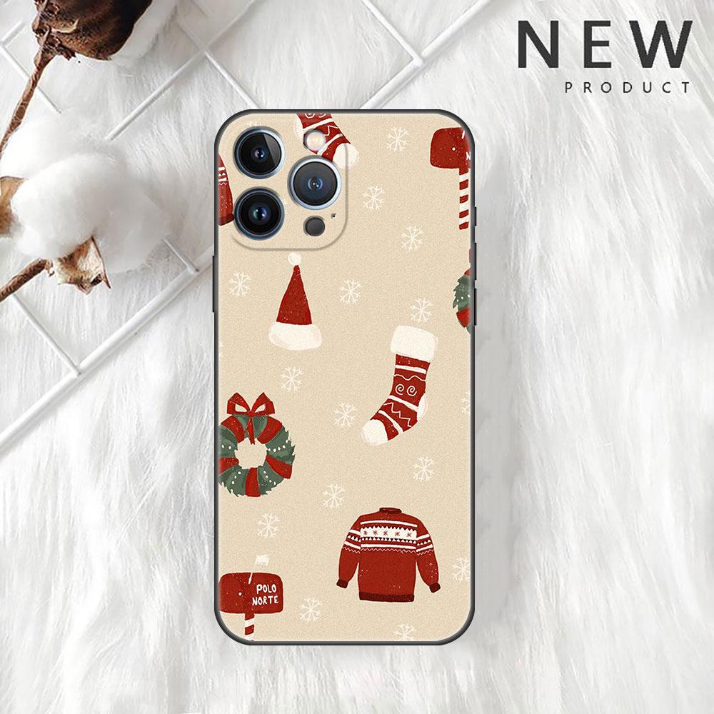 Custodia Funda natalizia per cartoni animati per Apple iPhone 14 11 13 12 Pro 7 XR X XS Max 8 Plus 6 6S 14Pro, custodia morbida nera per telefono