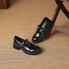 Krazing Pot Microfiber Round Toe Chunky Heels Spring Summer Shoes Big Size 43 Size 33 Women Buckle Straps Platform Pumps