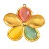 18K Gold Plated Cat's Eye Pendant: Colorful Flower DIY Stainless Steel Jewelry Charm