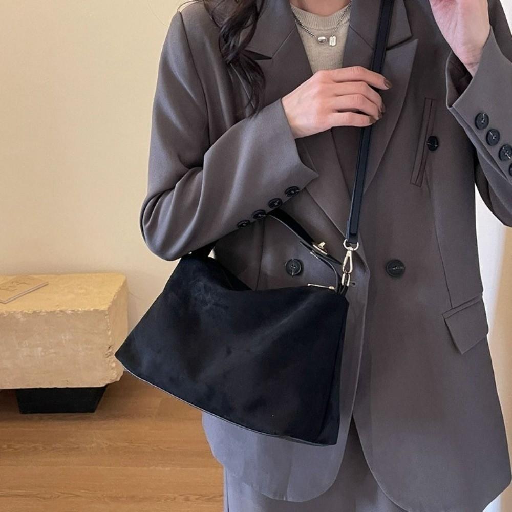Vintage Solid Color Underarm Bag Large Capacity PU Leather Crossbody Bag Shoulder Bag Women