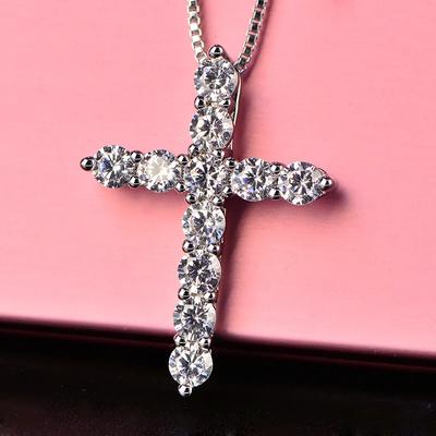Halskette für Damen Zirkon Kreuz Anhänger Halskette Modeschmuck Party Hochzeit Weihnachtsgeschenk