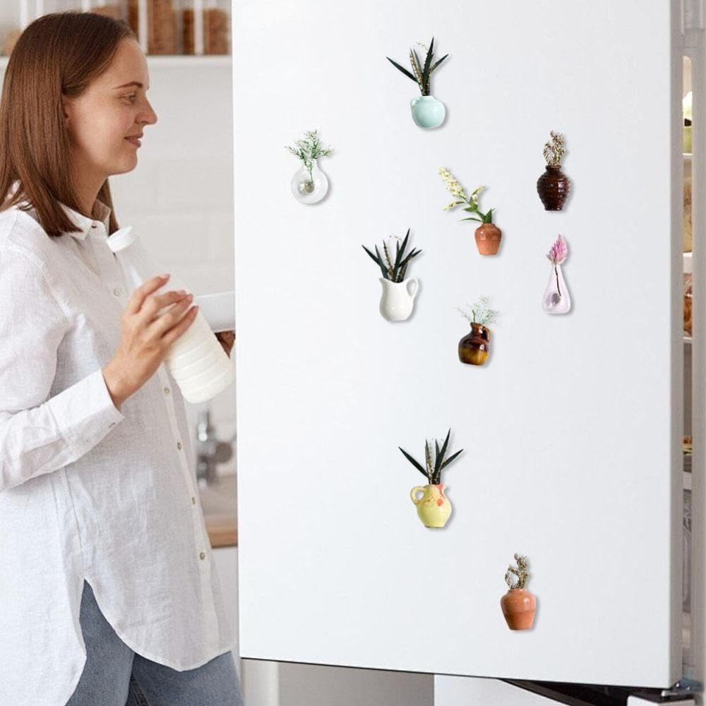 Whiteboard Decoration Vase Magnets for Fridge Durable Flower Vase Plant Fridge Magnet  for Fridge