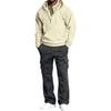 Completo da Uomo con Felpa con Cappuccio e Zip a Metà e Pantaloni Cargo, Outfit Casual in 2 Pezzi per l'Uso Quotidiano