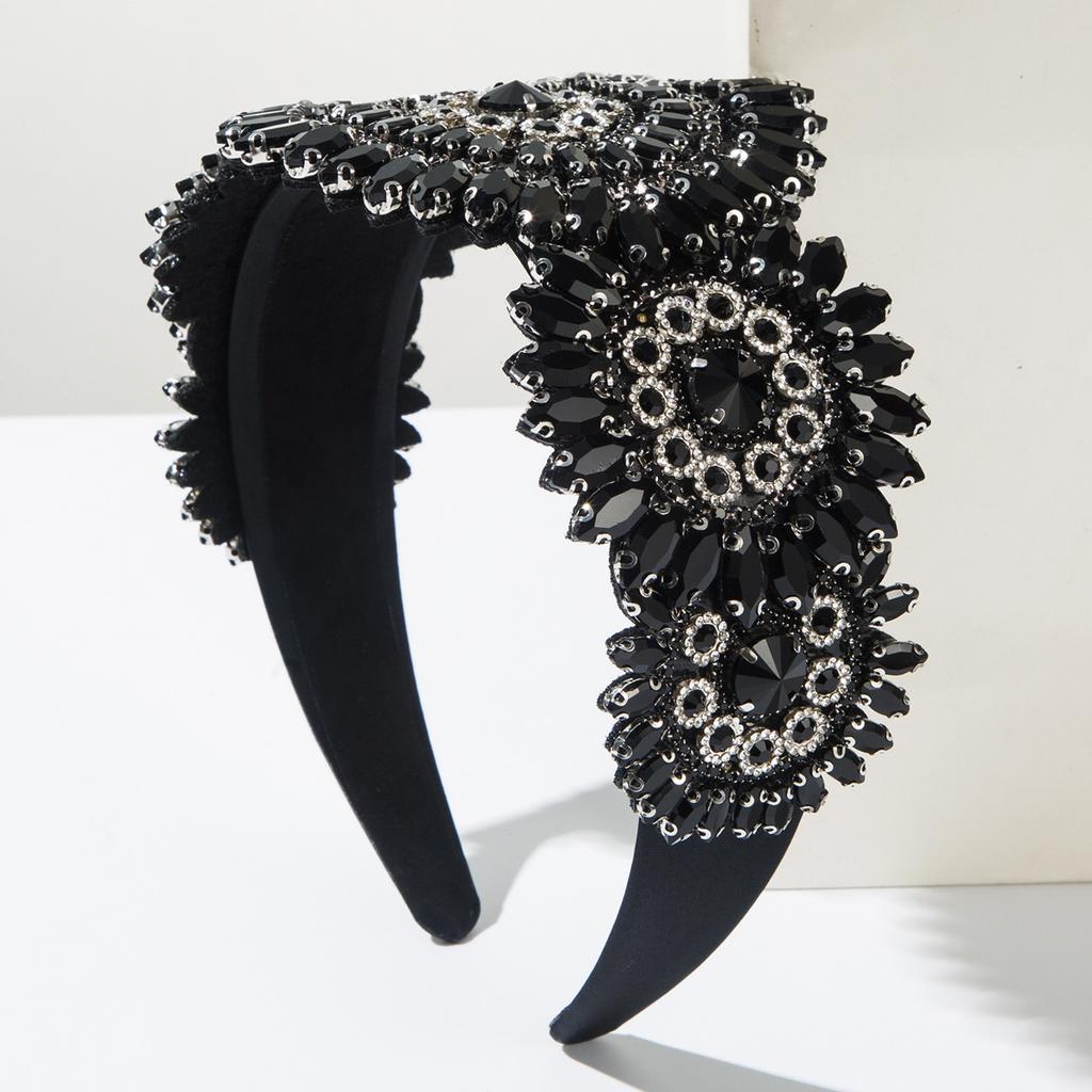 Luxuriöse Barock-Stirnbänder Voll Diamant Breite Kanten Haarband Haaraccessoires für Damenparty Glänzendes Haarband Reifen Kopfschmuck