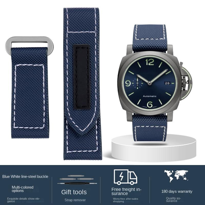 

Нейлоновый холщовый ремешок для часов Panerai PAM01118/01661/441 Липкий углеродный волокно Наручный ремешок Большой размер Аксессуары для браслетов 24 мм 26 мм 24mm