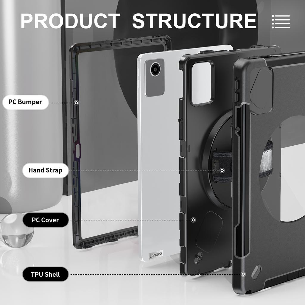 Für Lenovo Tab K11/Tab M11 Hülle PC+TPU Ständer Tablet-Hülle mit Stifthalter, Schultergurt
