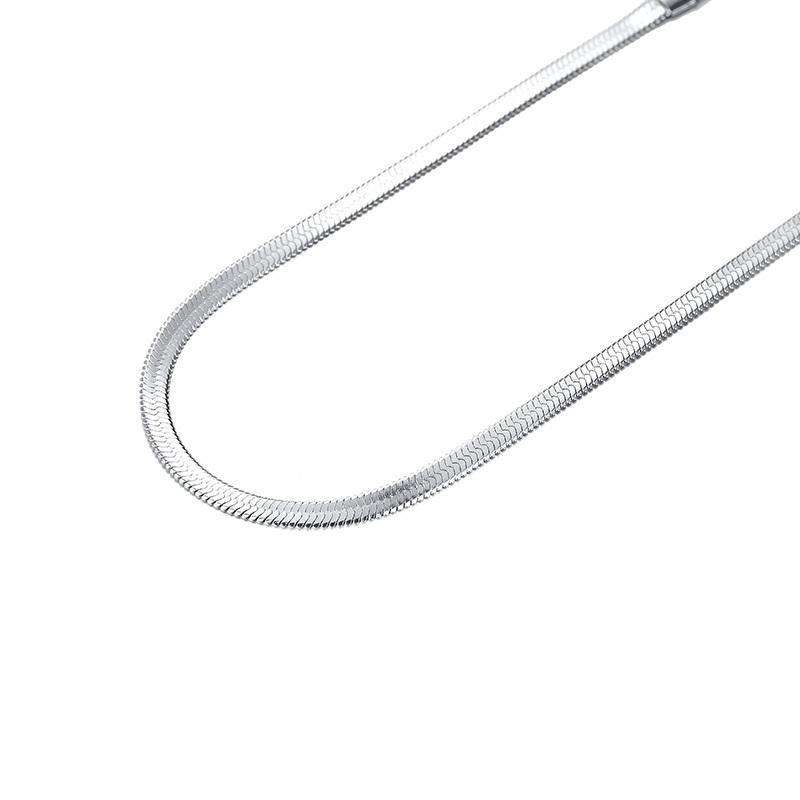 

Vnox Minimalist Snake Chain Necklace for Women,Stainless Steel Flat Herringbone Links Choker, Chic Metal Vintage Holiday Collar 3mm width&36cm-44.5cm