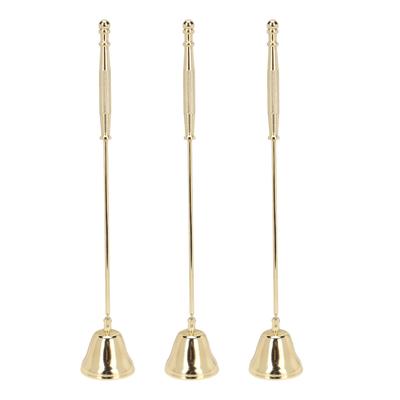 3pcs Candle Snuffer Golden Iron Plating Bell Shaped Long Handle Candle Extinguisher Candle Wick
